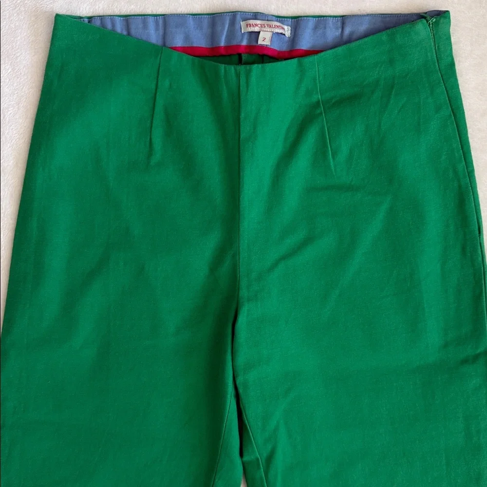 Frances Valentine | Petrie Side Zip Back Slit Stretch Cotton Crop Pant Green (2) - Picture 2 of 14